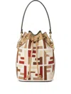 Fendi Women Mon Tresor Ff Jacquard Fabric And Leather Bucket Bag In Multi