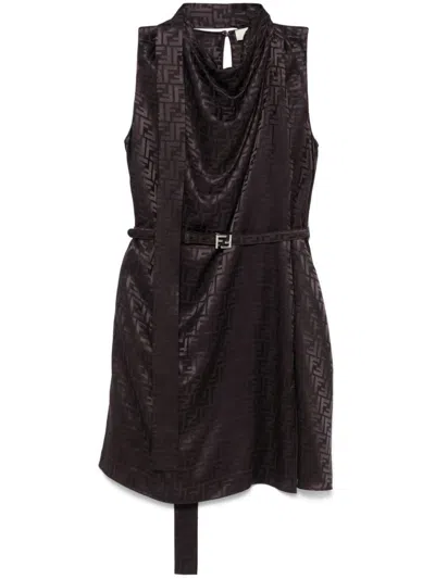 Fendi Ff-motif Mini Dress In Purple