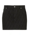 Fendi Denim Skirt With All-over Ff Motif In Black