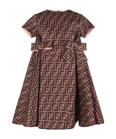 Fendi Kids' Ff Motif Pattern Dress In Brown