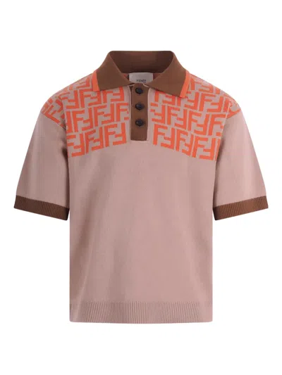 Fendi Kids' Ff-motif Polo Shirt In Pink
