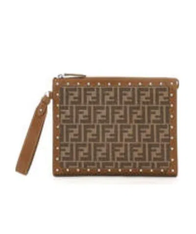 Fendi Ff Motif Pouch In Brown