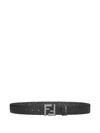 Fendi Adjustable Reversible Ff Patterned Belt In Black