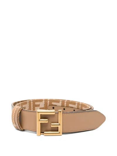 Fendi Ff-motif Reversible Belt In Neutral