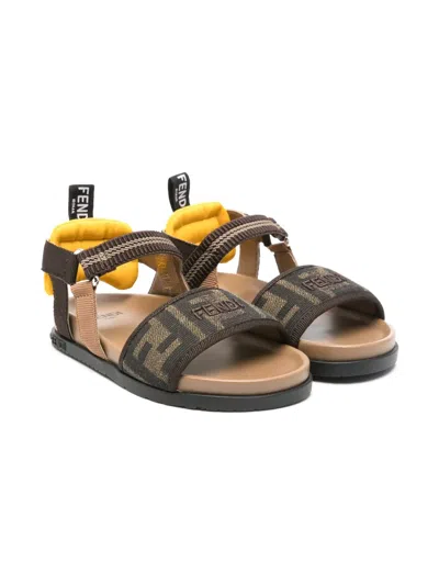 Fendi Kids' Ff-motif Sandals In Brown