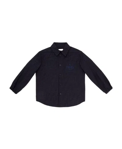 Fendi Ff-motif Shirt Jacket In Blue