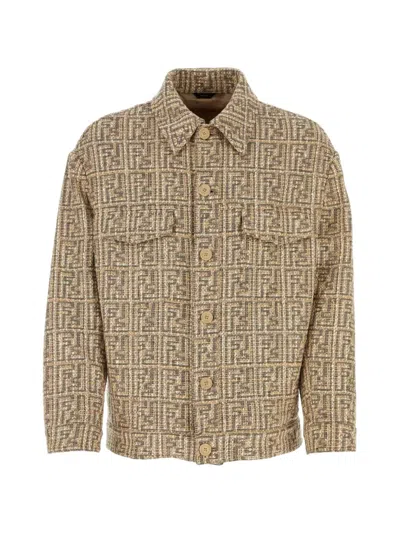 Fendi Ff-motif Shirt Jacket In Brown