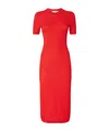 Fendi Women Red Short Sleeve Dress With All-over Ff Motif In Cotton Blend Woman