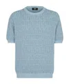 Fendi Ff-motif Short-sleeves Knit Jumper In Blue