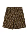 Fendi Bermuda Con Logo All-over In Brown