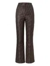 Fendi High Waist Flared Trousers All Over Pattern In Brown