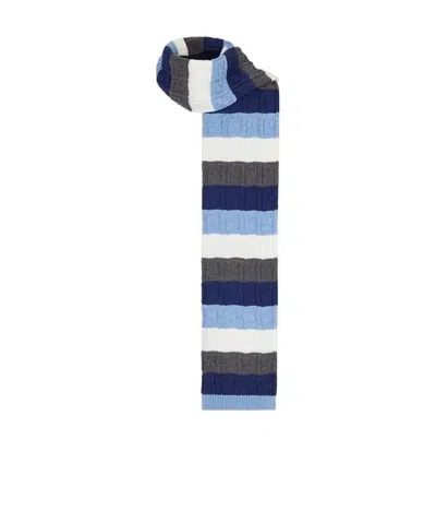 Fendi Ff-motif Striped Scarf In Blue