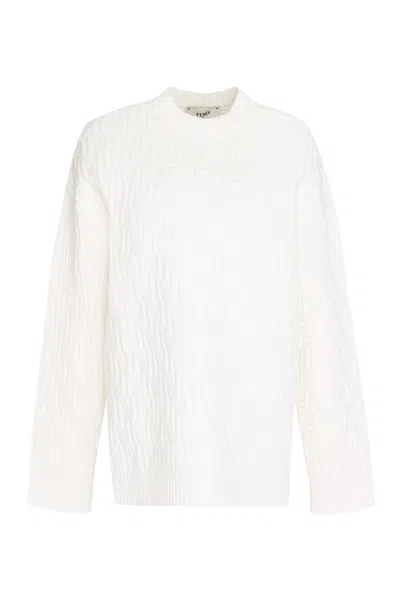 Fendi Ff Motif Sweater In White