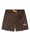 Fendi Ff-motif Swim Shorts In Brown