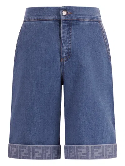 Fendi Kids' Ff Motif-trim Jeans In Blue