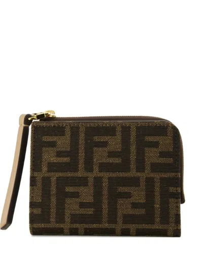Fendi Ff-motif Zip Wallet In Brown