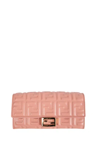 Fendi Ff Nappa Baguette Chain Wallet In Pink