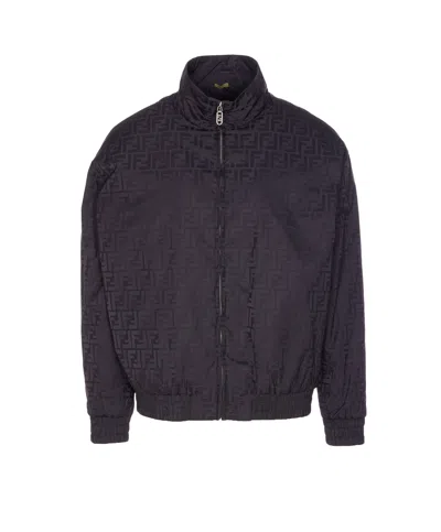 Fendi Ff Nylon Bomber In Black