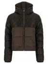 Fendi Women Brown Down Jacket With Drawstring Hood And Ff Motif In Tech Fabric Woman In Brown