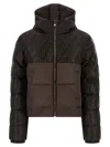Fendi Women Brown Down Jacket With Drawstring Hood And Ff Motif In Tech Fabric Woman In Brown