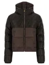Fendi Down Jacket With Ff Jacquard Insert In Brown