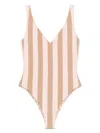 Fendi Striped Swimsuit High-cut Leg In Pink
