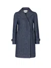 Fendi Padded Denim Caban Coat Double Breasted In Blue
