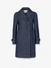 Fendi Padded Denim Caban Coat Double Breasted In Blue