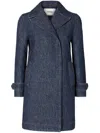 Fendi Padded Denim Caban Coat Double Breasted In Blue