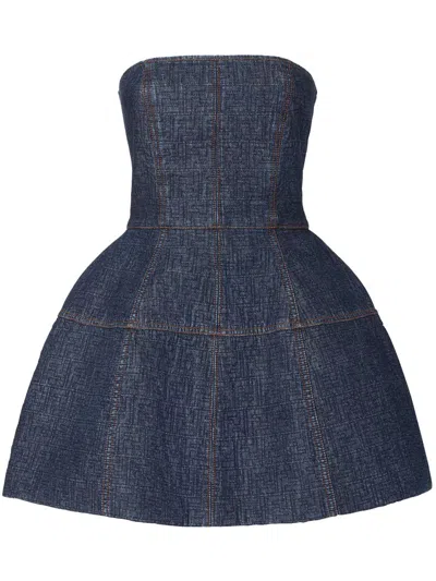 FENDI FENDI FF PADDED DENIM DRESS CLOTHING