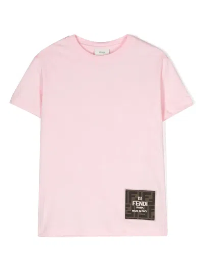Fendi Kids' Ff-patch T-shirt In Pink