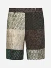 Fendi Ff Patchwork Linen Bermuda Shorts