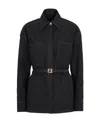 Fendi Ff-pattern Belted Jacket In Blue