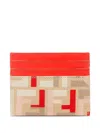 Fendi Ff-pattern Card Holder In Red