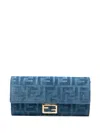 Fendi Ff-pattern Clutch Bag In Blue