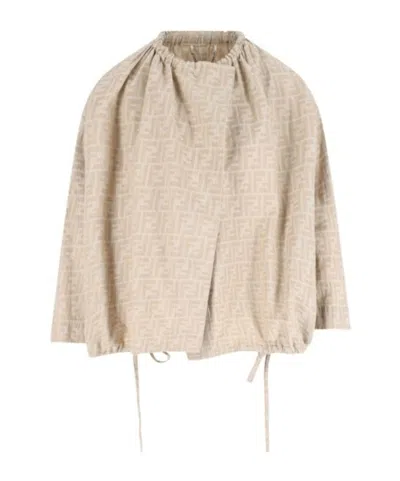 FENDI FF-PATTERN DRAWSTRING JACKET