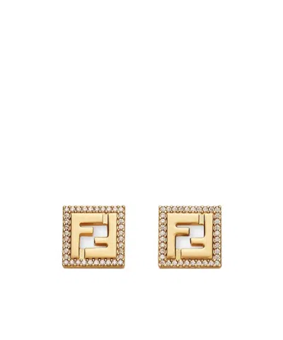Fendi Ff Pattern Earrings In Yellow