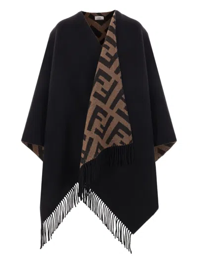 Fendi Cape Mit Ff-muster In Black
