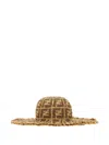 Fendi Ff-pattern Fringed Raffia Hat In Brown
