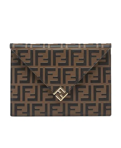 Fendi Ff Pattern Handbag In Brown