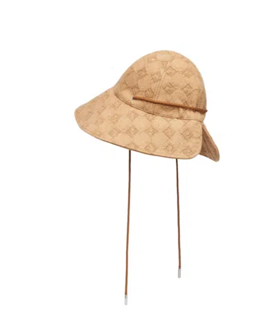 Fendi Ff Pattern Hat In Nude