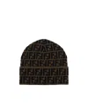 Fendi Ff-pattern Intarsia-knit Beanie In Black