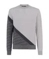 Fendi Knitted Long Sleeve Crew Neck Sweater In Gray