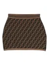 Fendi Ff-pattern Knitted Skirt In Brown