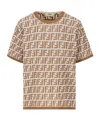 Fendi Ff Knit Cotton T-shirt In Nude