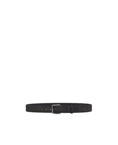 Fendi Ff-pattern Leather Belt In Black