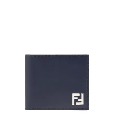 Fendi Ff-pattern Leather Wallet In Blue