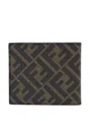 Fendi Ff-pattern Leather Wallet In Black