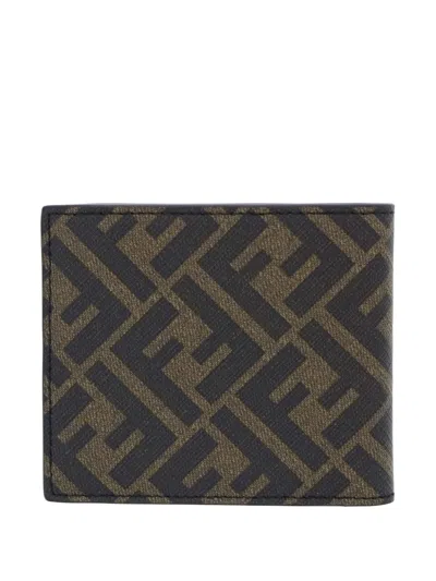 Fendi Ff-pattern Leather Wallet In Black