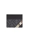 Fendi Ff Pattern Logo Card Holder In Black